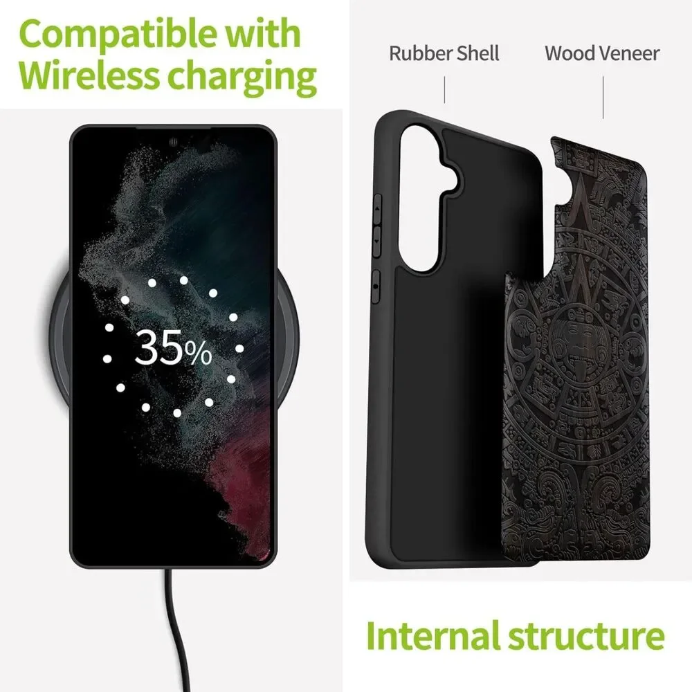 Galaxy S24 Case Natural Wood Black Soft TPU Protective Cover, 20L-176PH003